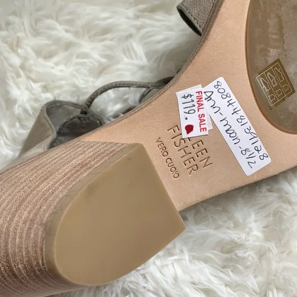 NEW Eileen Fisher Ann Tumbled Nubuck Heeled Sandals