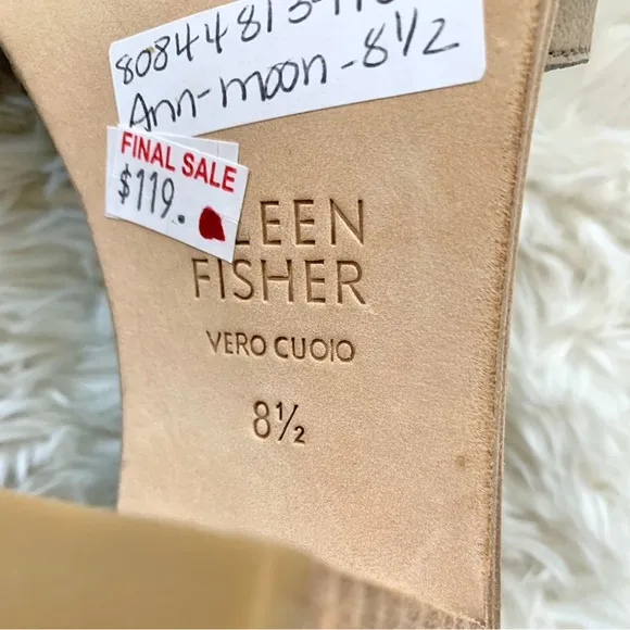 NEW Eileen Fisher Ann Tumbled Nubuck Heeled Sandals