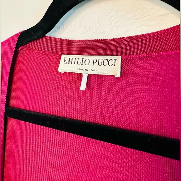 NEW Emilio Pucci Silk Cardigan Long Open Front Deep Burgundy SZ Small