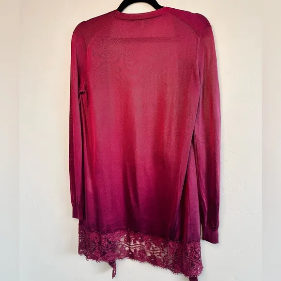 NEW Emilio Pucci Silk Cardigan Long Open Front Deep Burgundy SZ Small