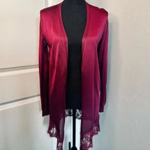 NEW Emilio Pucci Silk Cardigan Long Open Front Deep Burgundy SZ Small