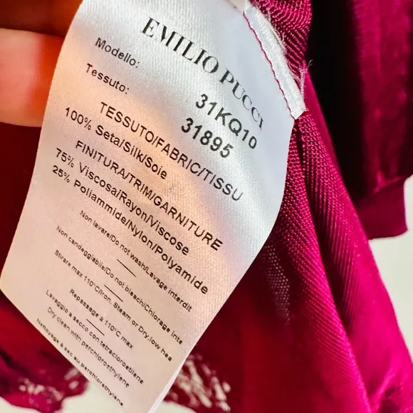 NEW Emilio Pucci Silk Cardigan Long Open Front Deep Burgundy SZ Small