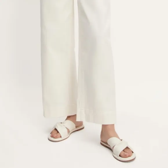 NEW Everlane The Day Twist Elegant White Leather Knotted Slide Sandals