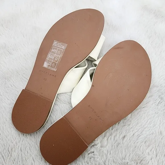 NEW Everlane The Day Twist Elegant White Leather Knotted Slide Sandals