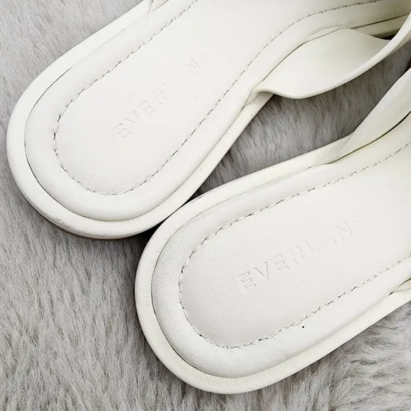 NEW Everlane The Day Twist Elegant White Leather Knotted Slide Sandals