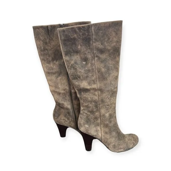NEW Fossil Distressed Knee High Boots Size 10 Brown Leather