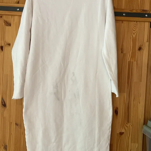 NEW FRANK &amp; EILEEN TEE LAB ISABELLE WHITE FLEECE CAPELET MIDI DRESS SIZE M