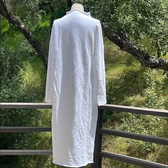 NEW FRANK &amp; EILEEN TEE LAB ISABELLE WHITE FLEECE CAPELET MIDI DRESS SIZE M