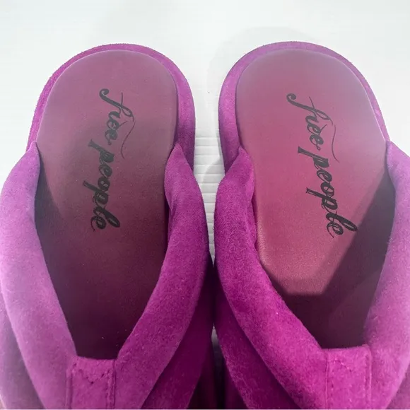 New Free People Wonderland Purple Platform Thong Sandals Size 38.5