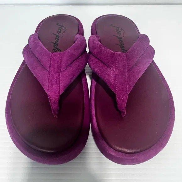 New Free People Wonderland Purple Platform Thong Sandals Size 38.5