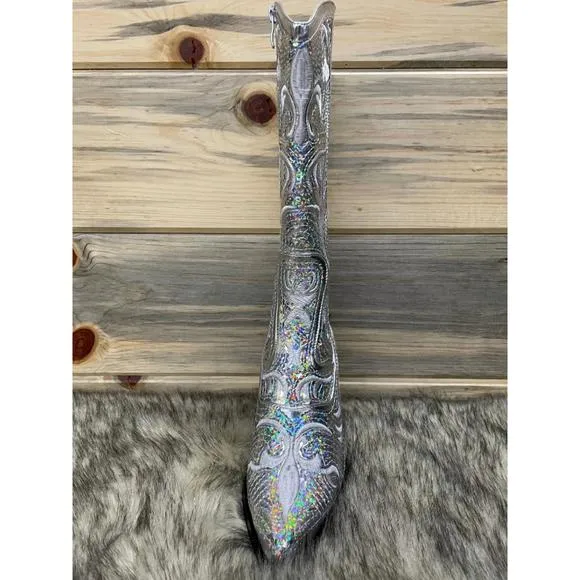 NEW HELEN'S HEART tall sequin boots in silver