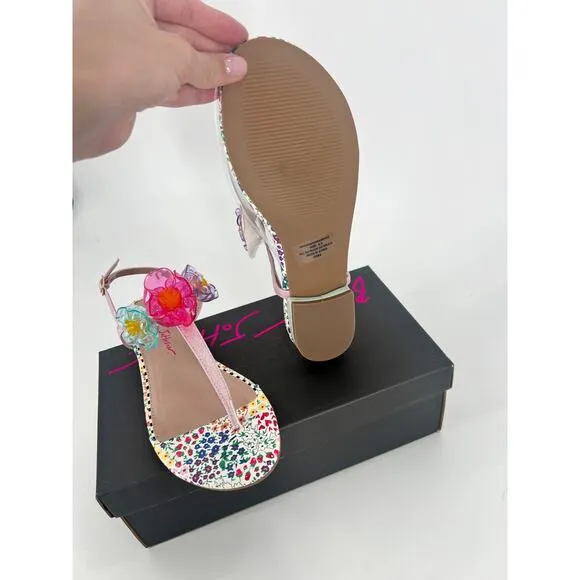 New in Box Betsy Johnson Pink Multicolor Floral Thong Sandals Size 8.5