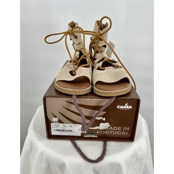 New in Box Casta Isha Suede Leather Sandals in Arena Women's Size EU38/US8