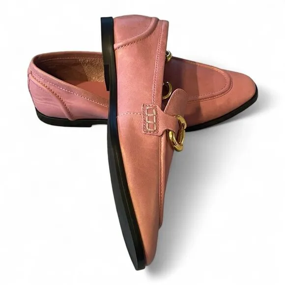 New Jeffrey Campbell Velviteen Horsebit Baby Pink Loafers Flats Shoes Size 7.5