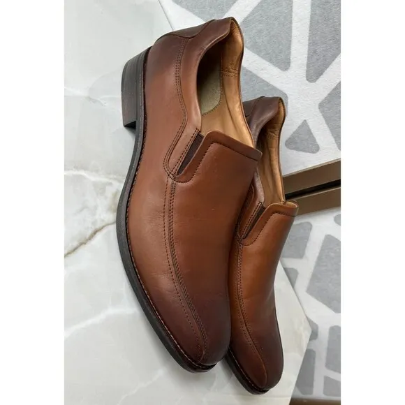 New Johnston &amp; Murphy Lewis Venetian Slip On Shoes Men 13 Brown Leather Loafers