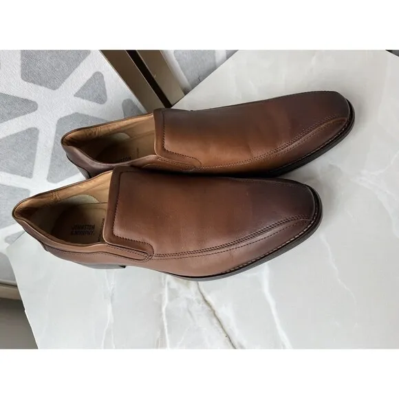 New Johnston &amp; Murphy Lewis Venetian Slip On Shoes Men 13 Brown Leather Loafers