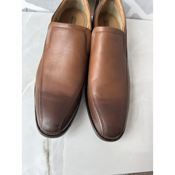 New Johnston &amp; Murphy Lewis Venetian Slip On Shoes Men 13 Brown Leather Loafers