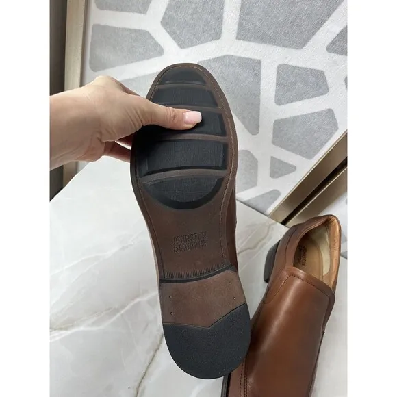 New Johnston &amp; Murphy Lewis Venetian Slip On Shoes Men 13 Brown Leather Loafers