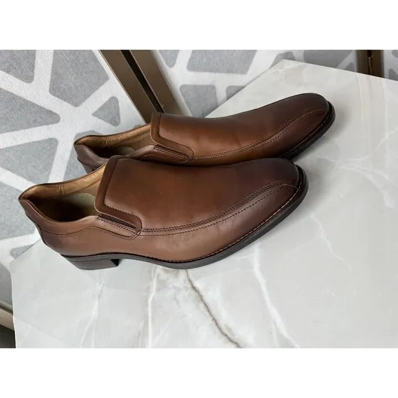 New Johnston &amp; Murphy Lewis Venetian Slip On Shoes Men 13 Brown Leather Loafers
