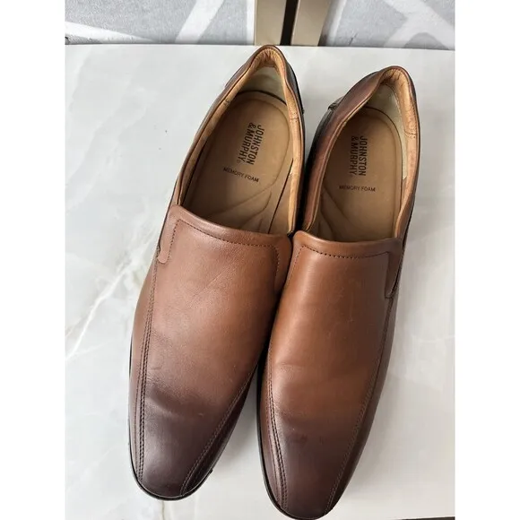 New Johnston &amp; Murphy Lewis Venetian Slip On Shoes Men 13 Brown Leather Loafers