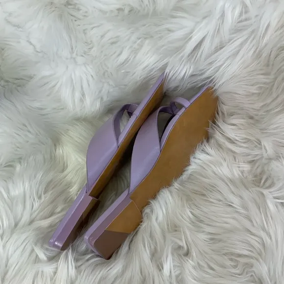 NEW  Jonathan Simkhai Leather Lupine Purple Evangeline Square Toe Heel Sandals 5