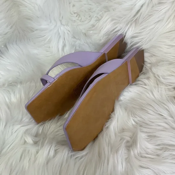 NEW  Jonathan Simkhai Leather Lupine Purple Evangeline Square Toe Heel Sandals 5