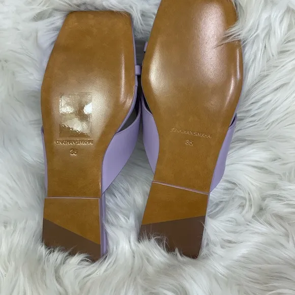 NEW  Jonathan Simkhai Leather Lupine Purple Evangeline Square Toe Heel Sandals 5
