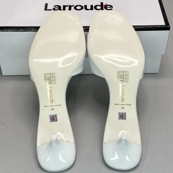 NEW LARROUDE Greta Mule Sandals – Women’s Size 10 – White Patent Leather