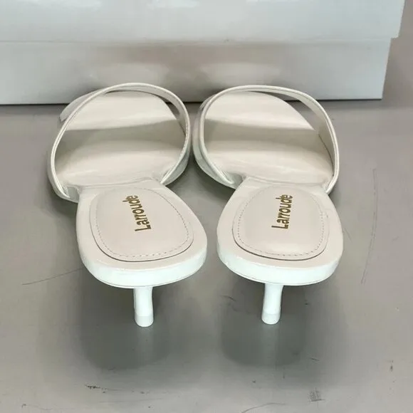 NEW LARROUDE Greta Mule Sandals – Women’s Size 10 – White Patent Leather
