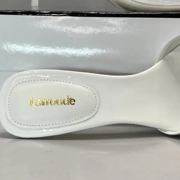 NEW LARROUDE Greta Mule Sandals – Women’s Size 10 – White Patent Leather