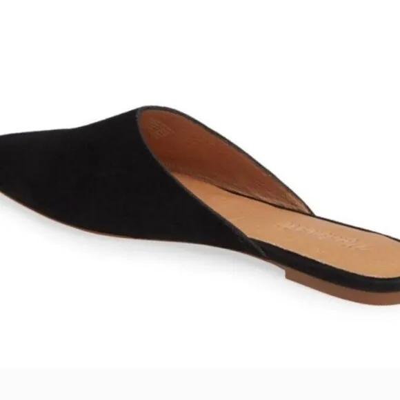 NEW Madewell Remi Mules | Black Leather Slides | Size 5.5 | Slip-On Flats