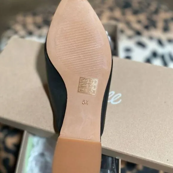 NEW Madewell Remi Mules | Black Leather Slides | Size 5.5 | Slip-On Flats