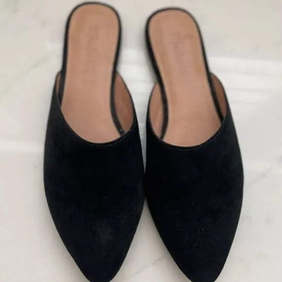 NEW Madewell Remi Mules | Black Leather Slides | Size 5.5 | Slip-On Flats