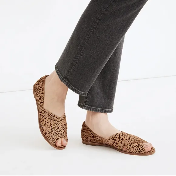 NEW Madewell The Blaine Crisscross Flat in Genuine Spotted Calf Hair Tan 11