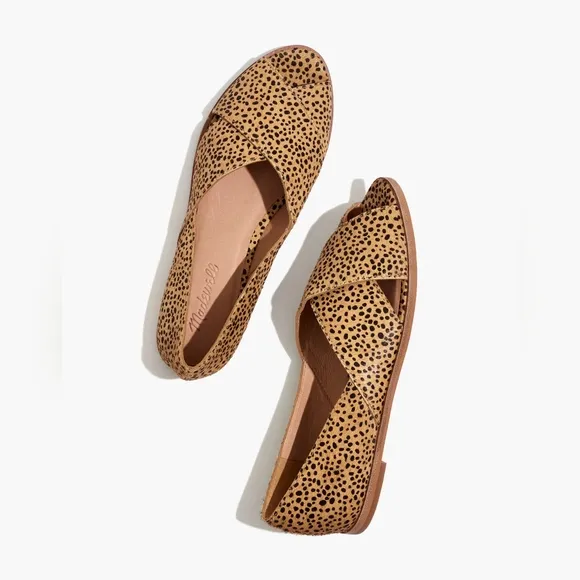 NEW Madewell The Blaine Crisscross Flat in Genuine Spotted Calf Hair Tan 11