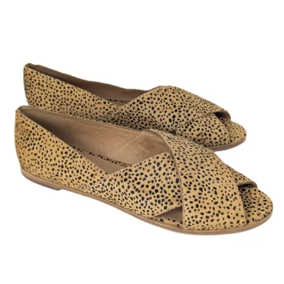NEW Madewell The Blaine Crisscross Flat in Genuine Spotted Calf Hair Tan 11