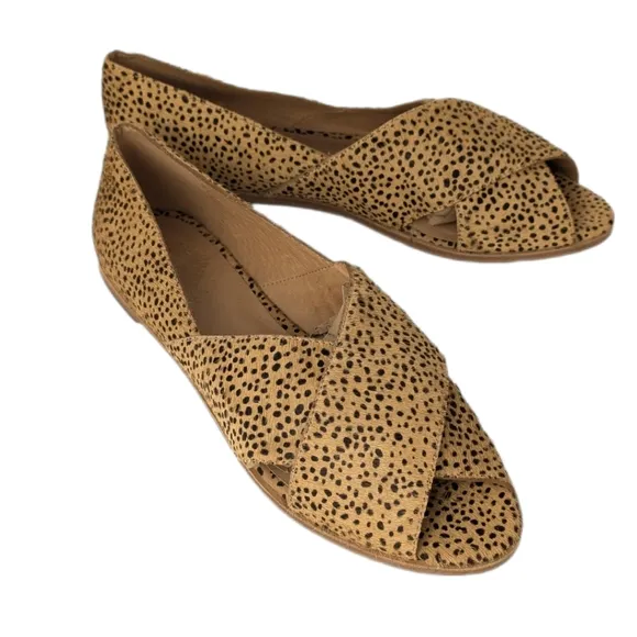 NEW Madewell The Blaine Crisscross Flat in Genuine Spotted Calf Hair Tan 11