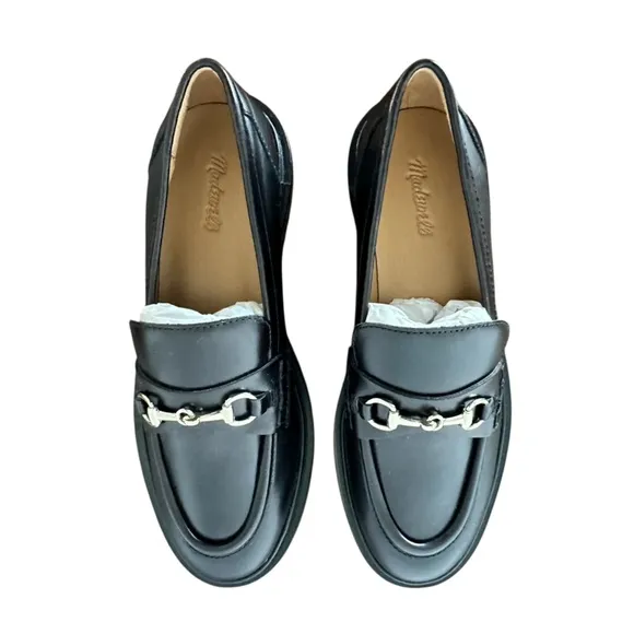NEW MADEWELL The Vernon Bit Hardware Loafer in Leather Black Size 5.5