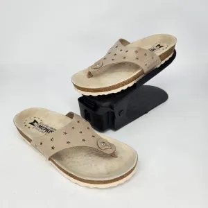 New Mephisto Nikie Star Perforated Leather Thong Sandals Light Taupe EU 36 US 6