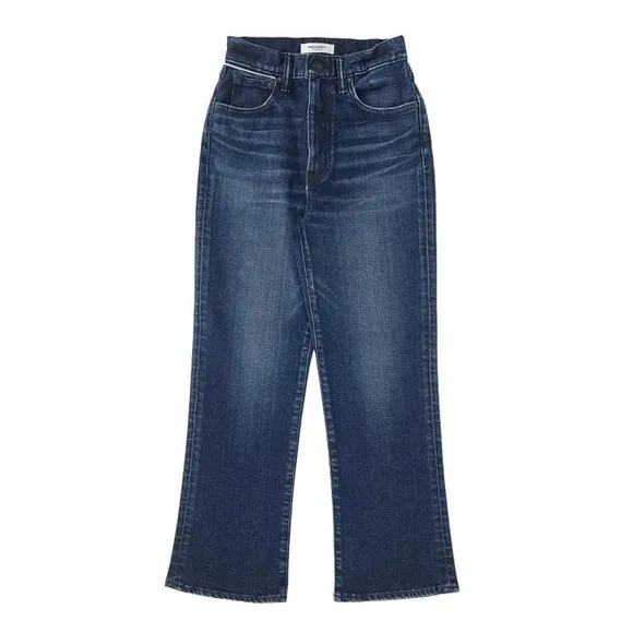 NEW Moussy High Rise Denim Emma Cropped Flare Jeans Dark Blue Women's Size 27