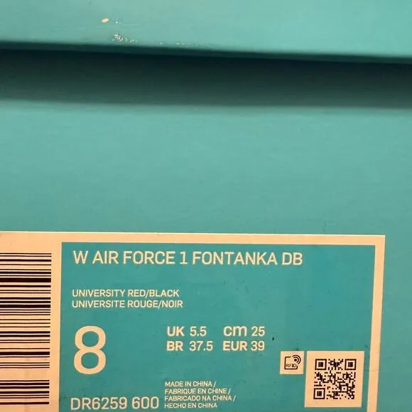 NEW Nike Air Force 1 Fontanka Red Black Blue Size 8 Women's Sneakers DR6259 600
