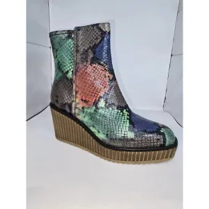NEW PONS QUINTANA women's claudia python platform ankle boots in multi-color