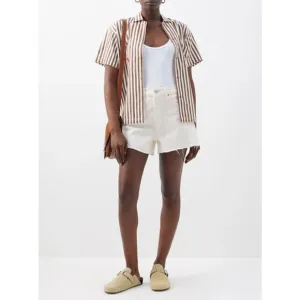 NEW Re/Done 90s Low Slung High Rise Cut Off Jean Shorts Vintage White Size 29