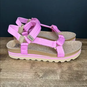 New Reef Vibrant Pink Platform Sandals Size 10