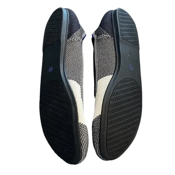 NEW Rothy’s Round Flats Captoe Black White Plaid Check Ballet Flat Sustainable 6