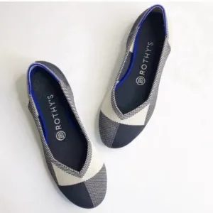 NEW Rothy’s Round Flats Captoe Black White Plaid Check Ballet Flat Sustainable 6