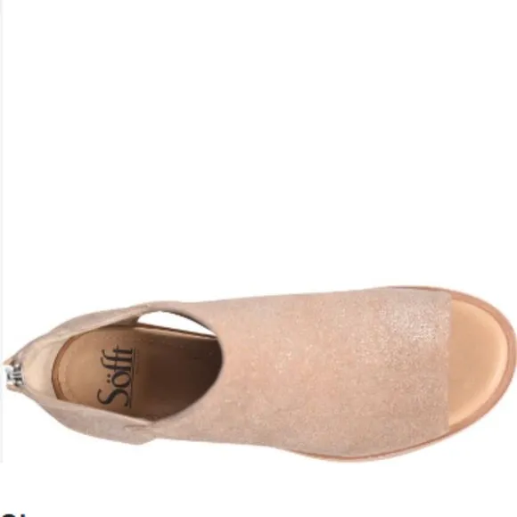 new SOFFT Full-grain Italian suede metallic finish Carleigh sandals in natural
