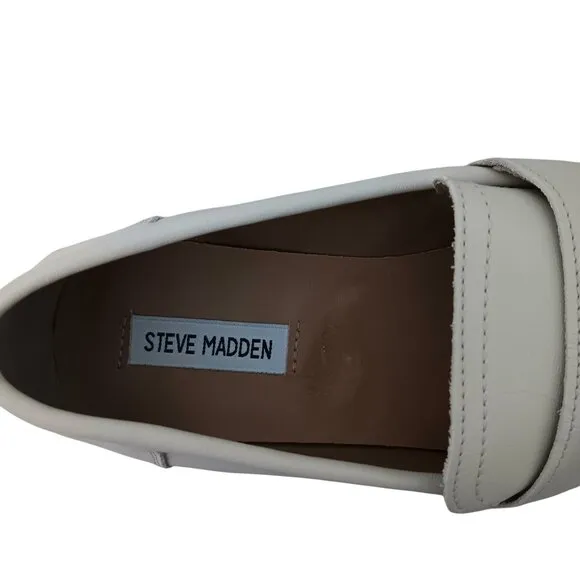 NEW Steve Madden Womens Lawrence Slip On Leather Loafers Chunky Heel Size 11M