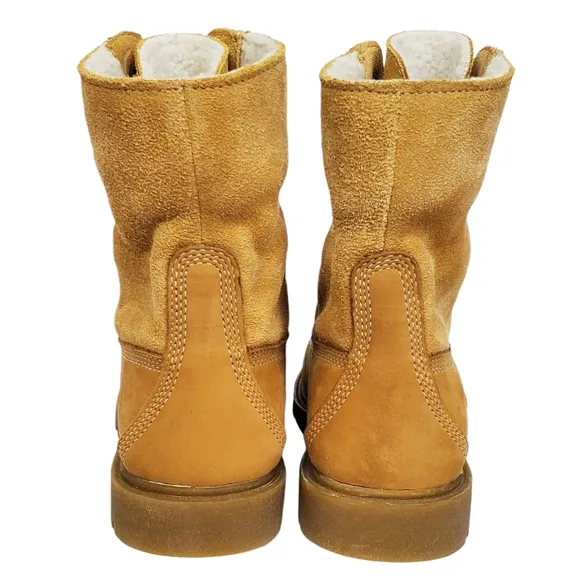 New Timberland linden woods waterproof fold down boots women 6 wheat nubuck faux