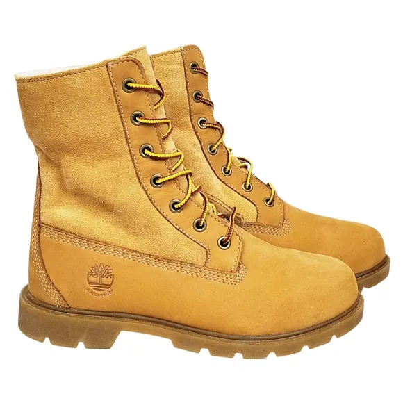 New Timberland linden woods waterproof fold down boots women 6 wheat nubuck faux